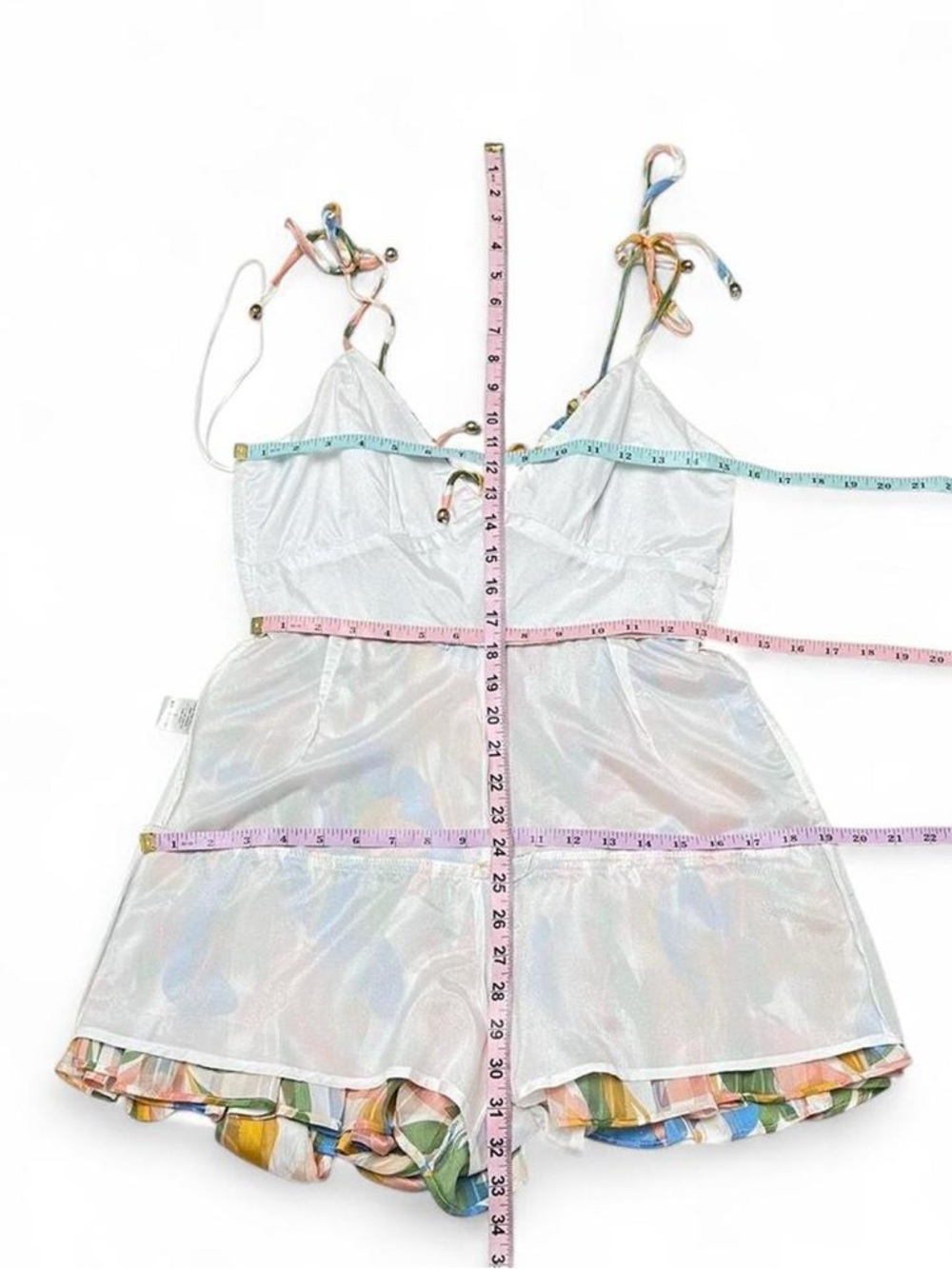 Luxxel Multicolor Striped Floral Tie-Shoulder Romper - Picture 8 of 8